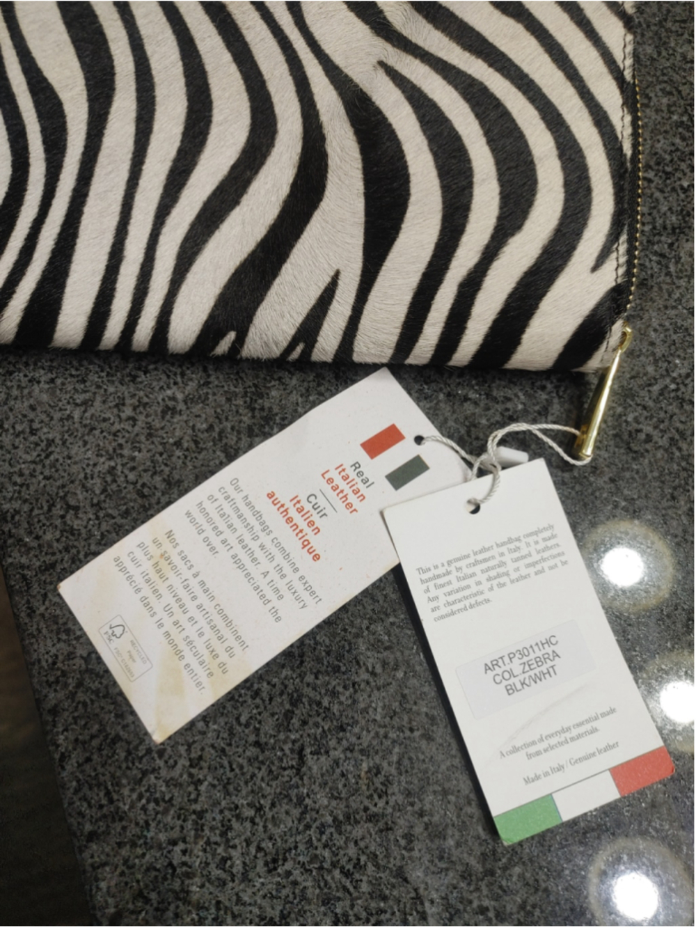 Women's Isadora Zebra Print Genuine Leather Hair on Hide Wallet, Black and White - Picture 9 of 12